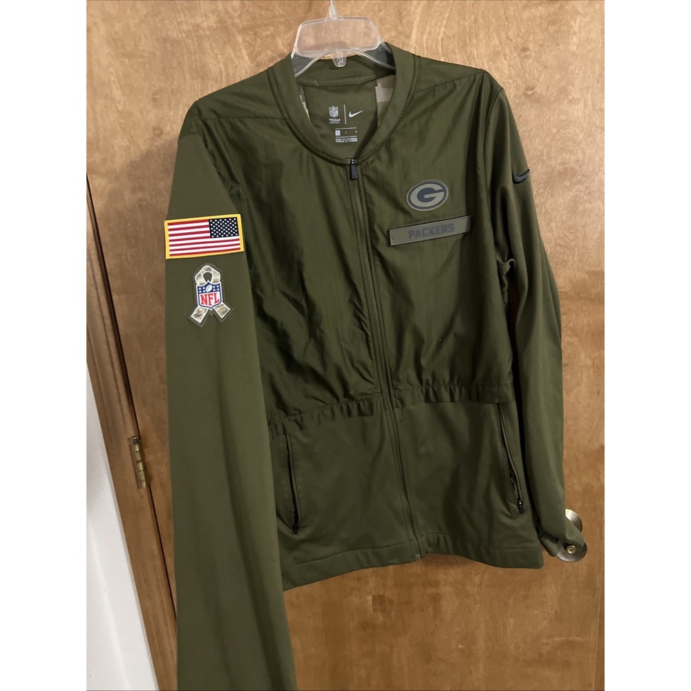 Nike Salute Service Jacket NFL Green‎ Bay Packers Full Zip AA9902 Mens Large EUC